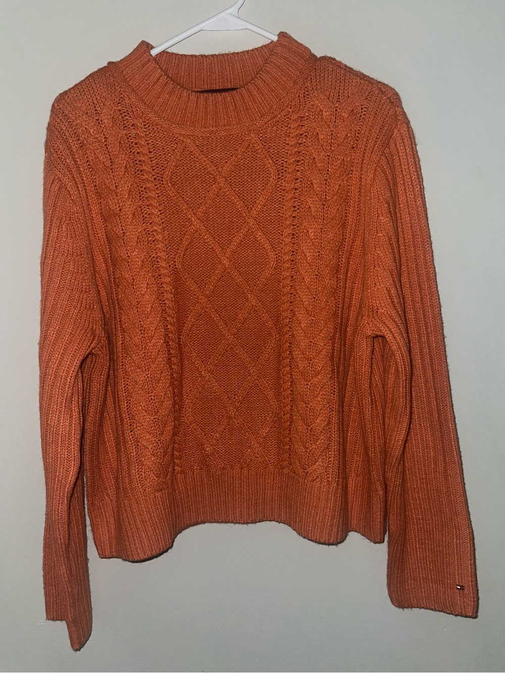 Tommy Hilfiger Women’s XL Burnt Orange Cable Knit Crewneck Sweater Fall